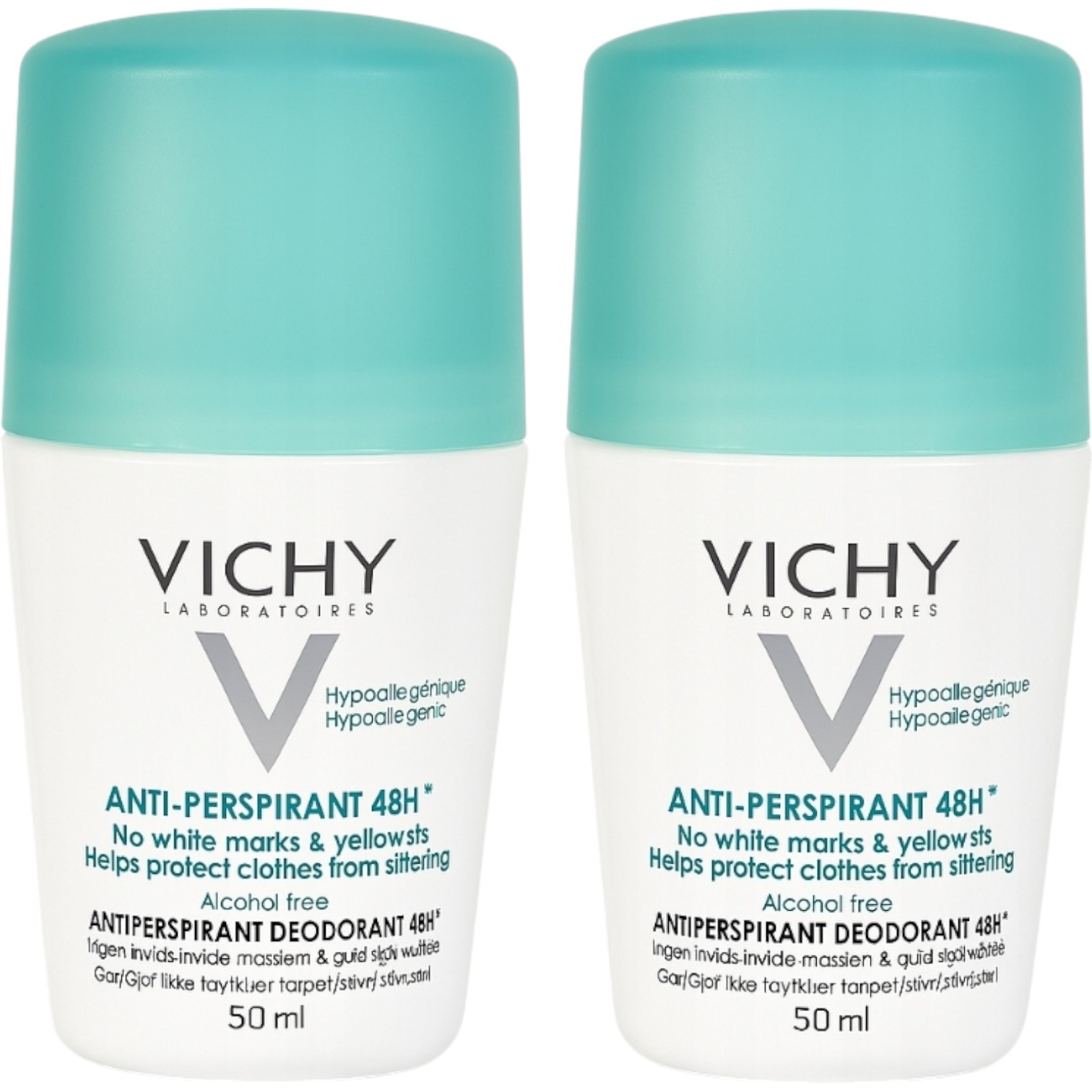 Vichy Deo Roll-on 48-h Przeciw śladom, 2x50ml