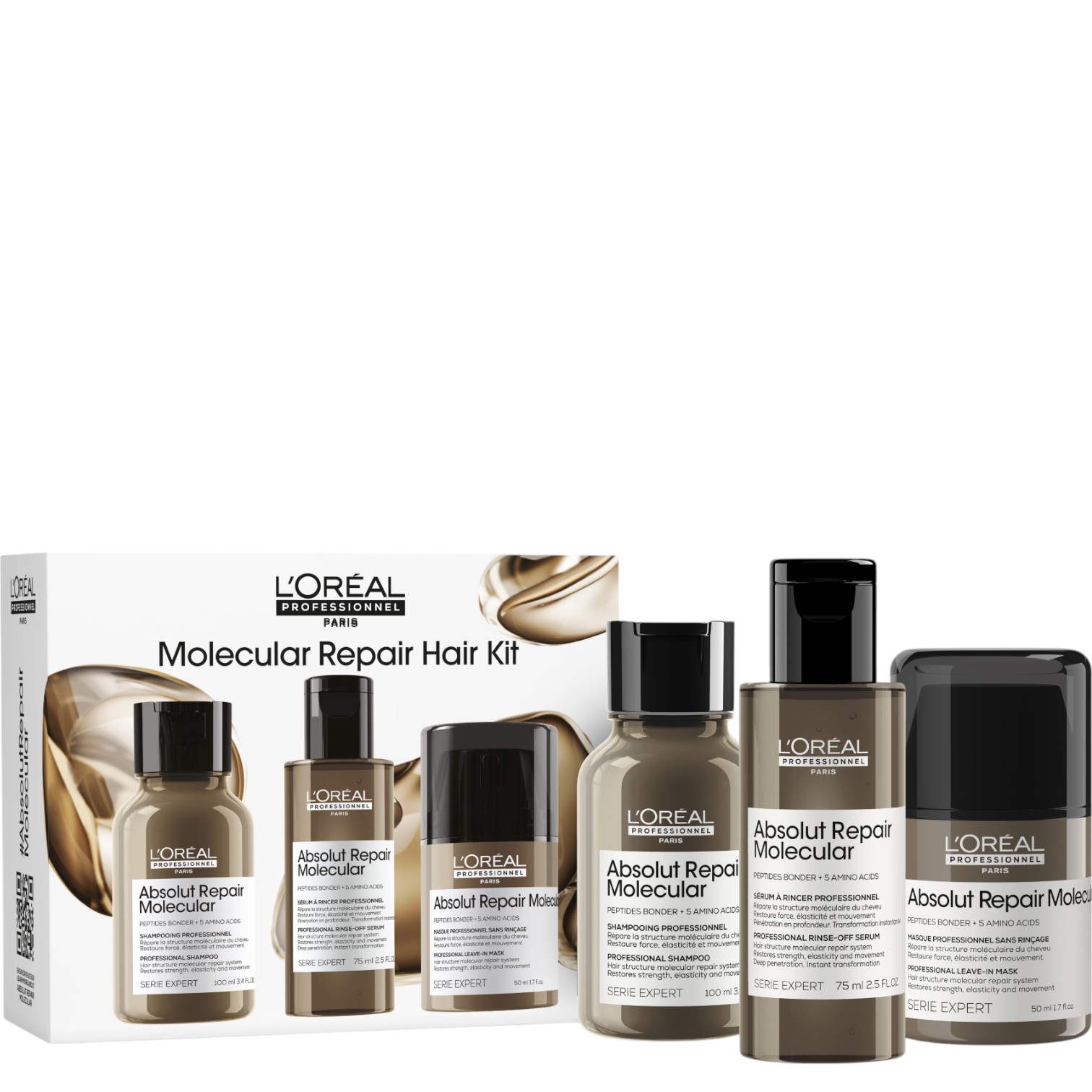 Loreal Professionnel Molecular Zestaw: serum 75ml + szampon + krem, Travel size