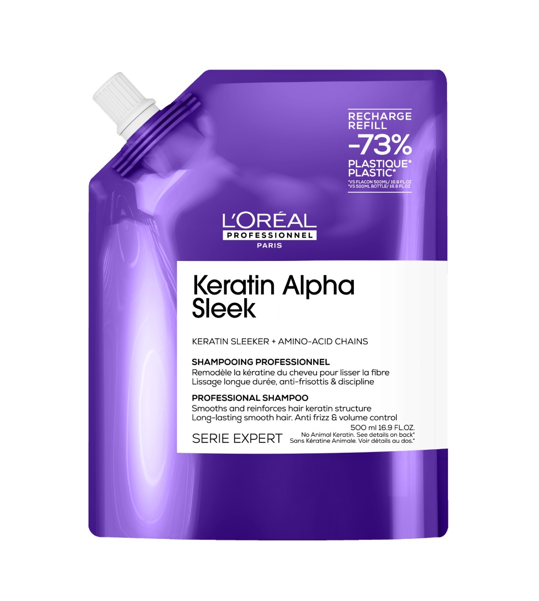 L'Oréal Professionnel Keratin Alpha Sleek Wygładzający szampon do włosów, Refill