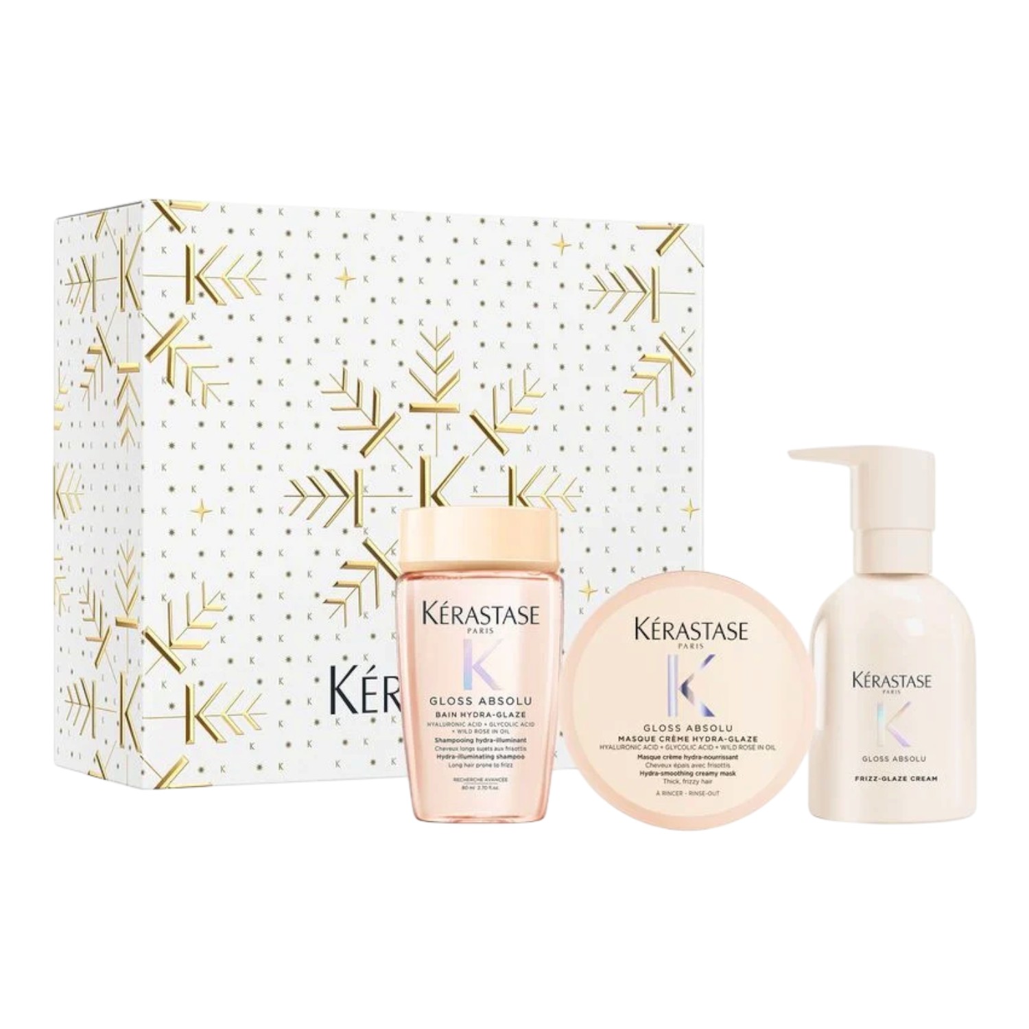 Kérastase Gloss Absolu Crème Trio Set Zestaw prezentowy: Kąpiel Wzbogacona 80 ml + Maska 75 ml + Krem do włosów 240 ml