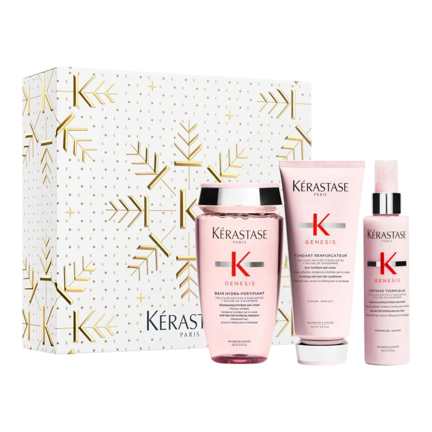 Kérastase Genesis Thermique Trio Set Zestaw prezentowy: Kąpiel Hydra-Fortifiant 250 ml + Odżywka Fondant Renforçateur 200 ml + Mleczko termiczne Défense Thermique 150 ml