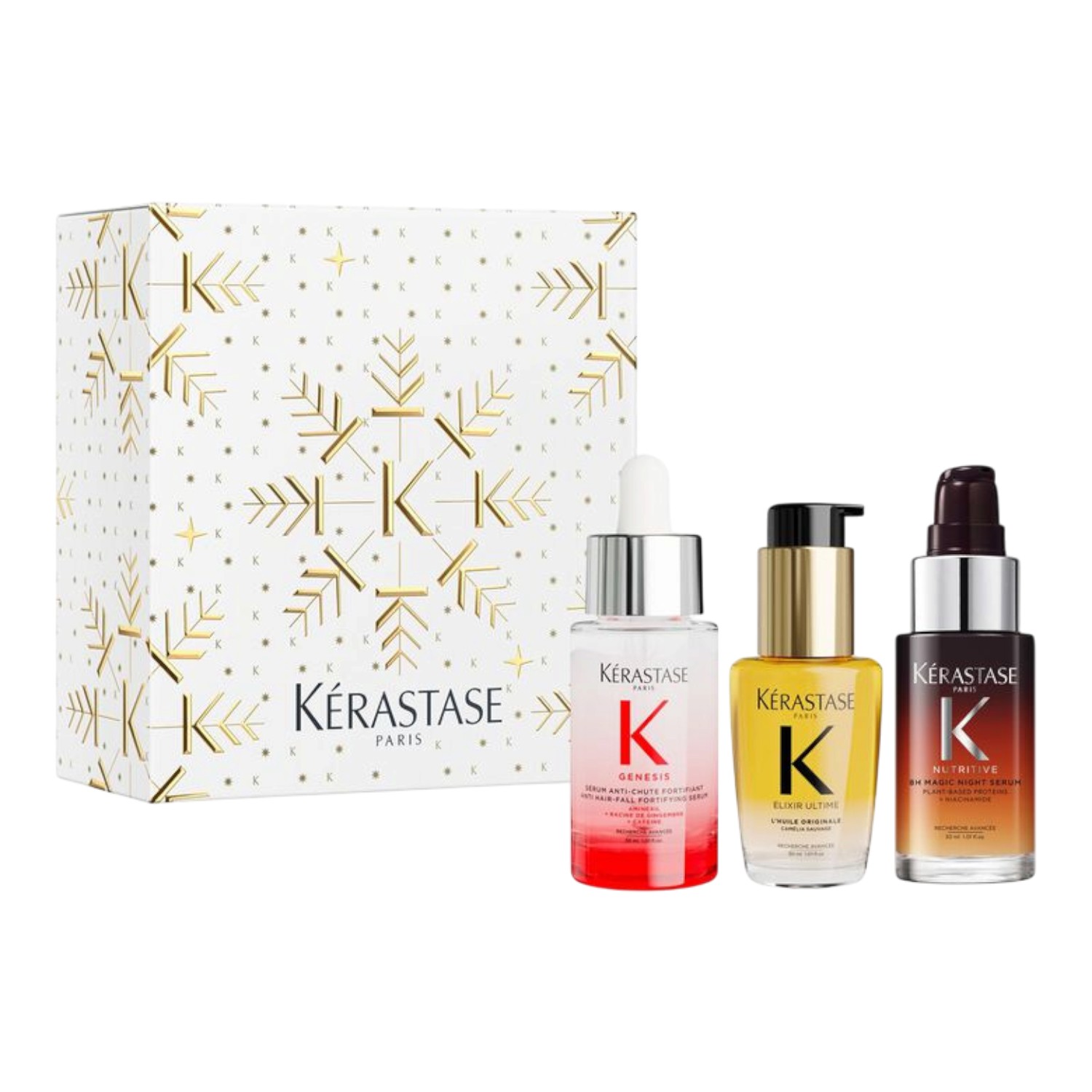 Kérastase Mini Hero Trio Set Zestaw prezentowy: Serum Genesis 30 ml + Serum 8H Magic Night 30 ml + Olejek Elixir Ultime 30 ml