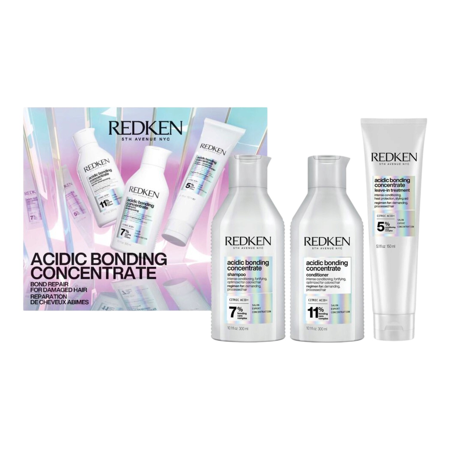 Redken Acidic Bonding Concentrate Zestaw prezentowy: Szampon 300 ml + Odżywka 300 ml + Krem bez spłukiwania 150 ml