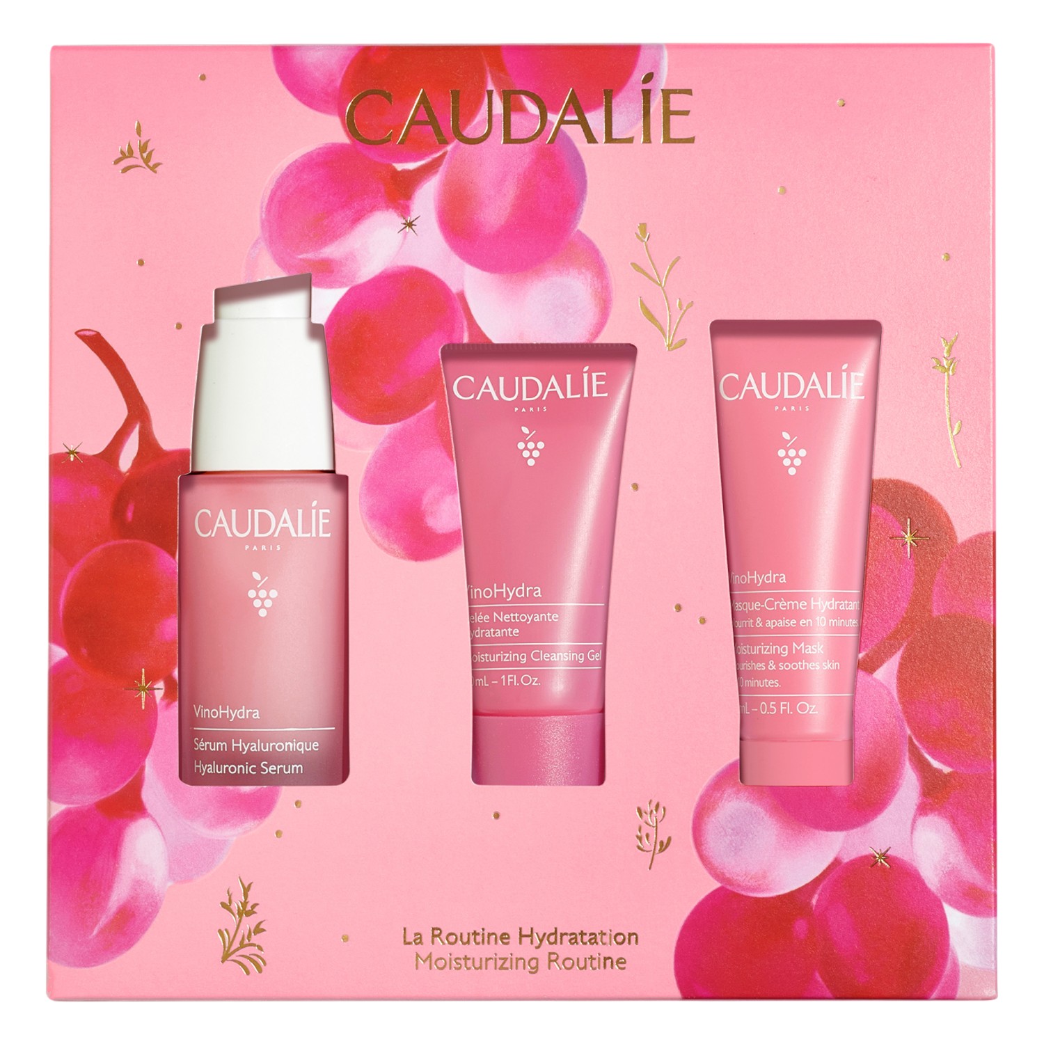 Caudalie Vinohydra Zestaw prezentowy: Serum + Żel oczyszczający + Maska