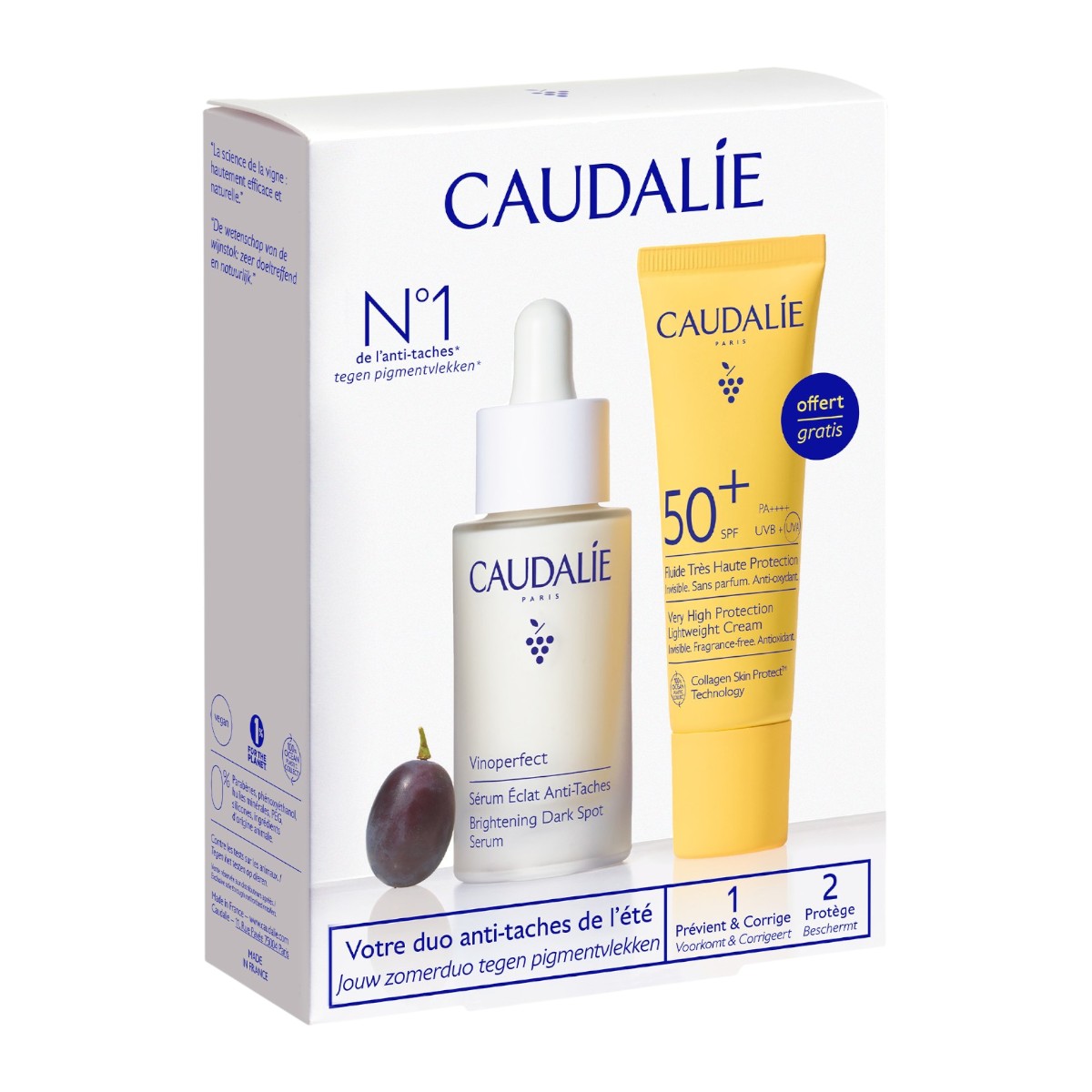 Caudalie Vinoperfect & Suncare Zestaw: serum na przebarwienia + krem ochronny SPF 50+