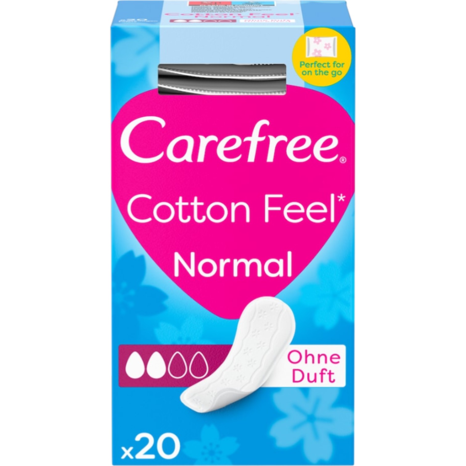 Carefree Cotton Feel Wkładki higieniczne pojedynczo pakowane, bezzapachowe, 20 szt.