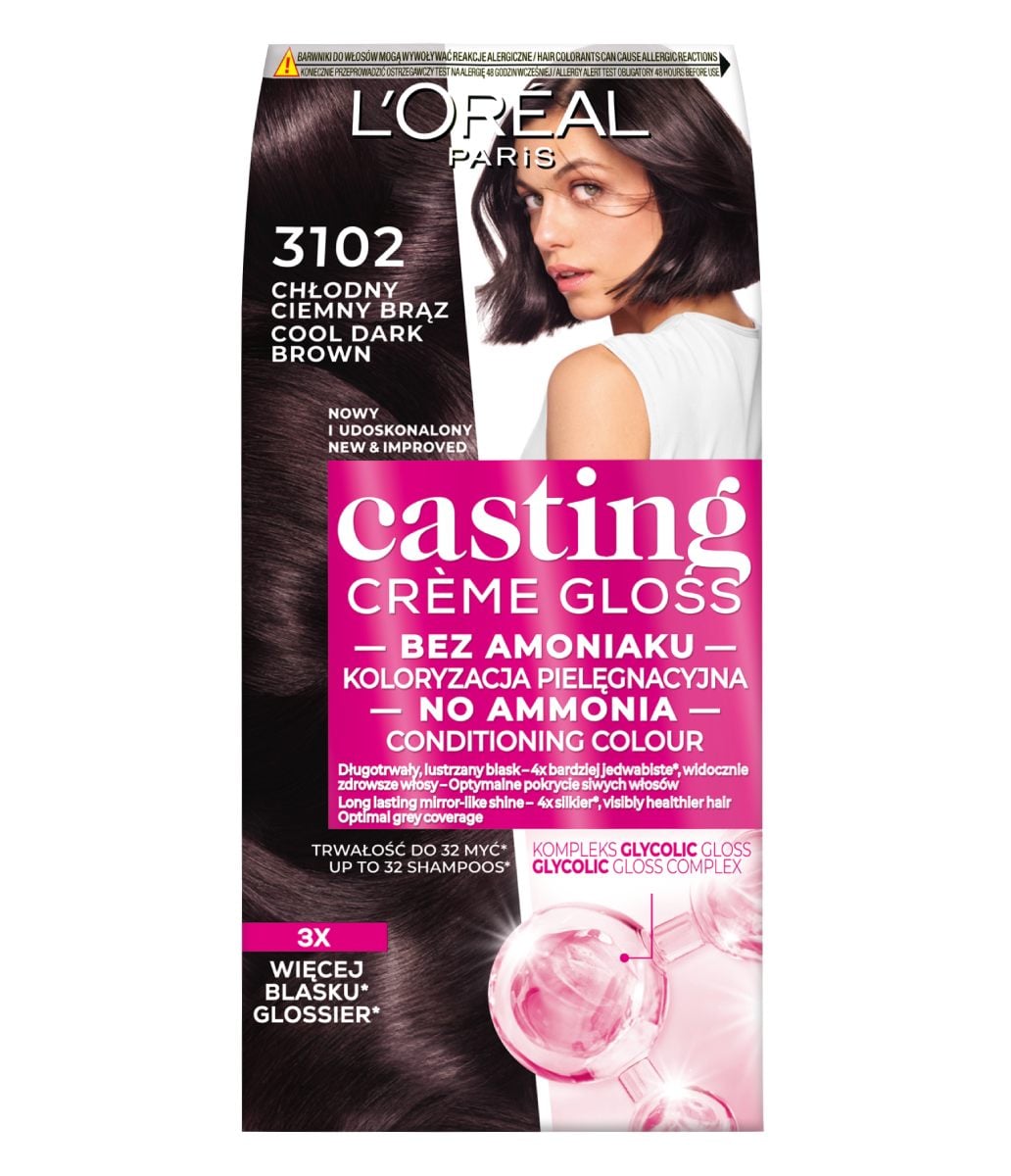 Casting Crème Gloss Farba do włosów, 3102 Chłodny ciemny brąz