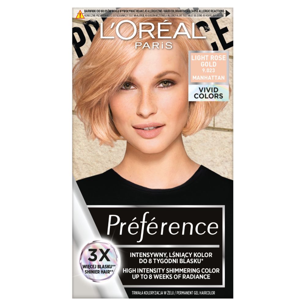 L’Oréal Preference Vivid Colors Farba do włosów, 9.023 Light Rose Gold