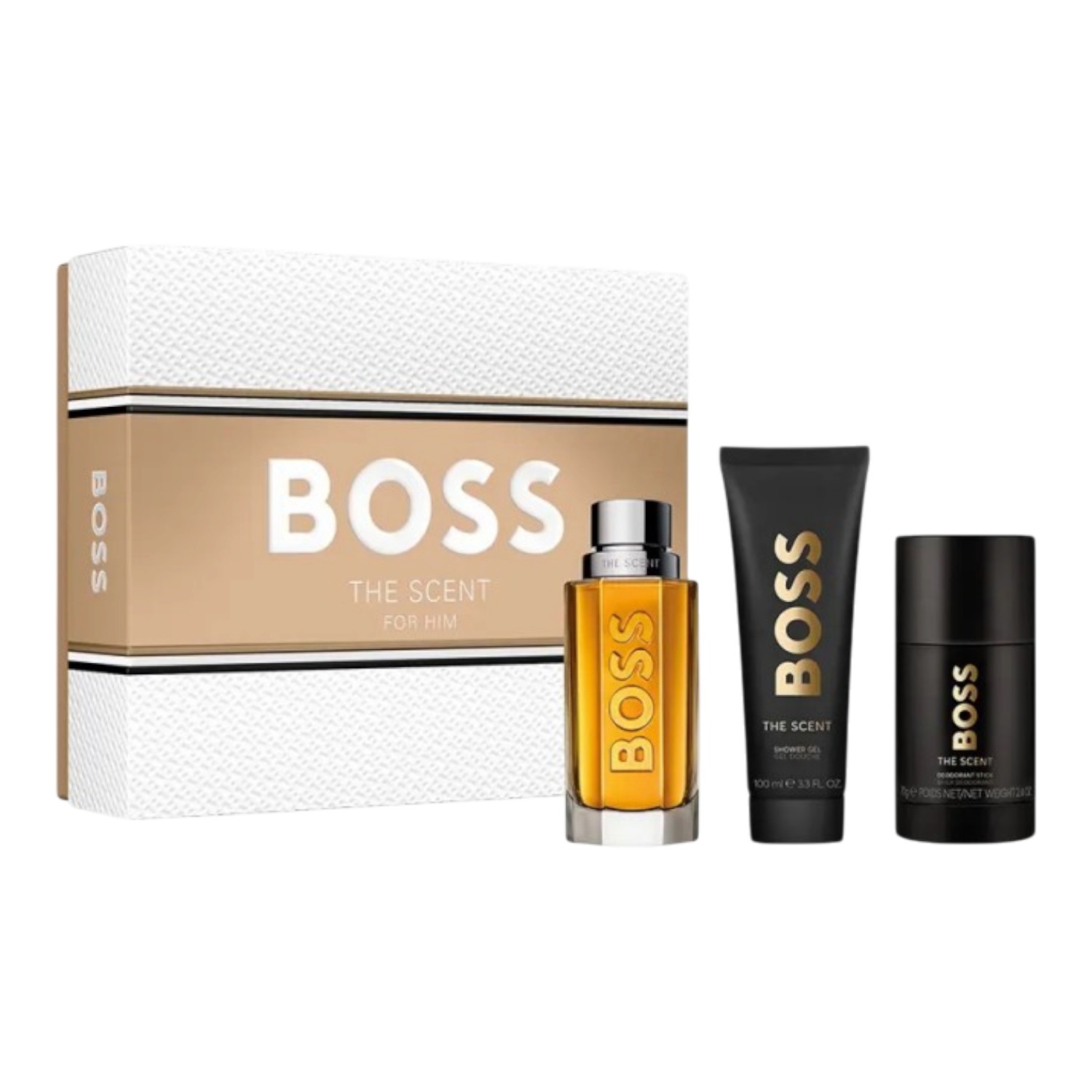 Hugo Boss The Scent Zestaw dla mężczyzn: Woda toaletowa 100 ml + Dezodorant 75 ml + Żel pod prysznic 100 ml