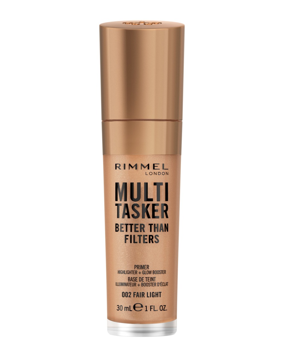 Rimmel Multi-Tasker Better Than Filters, 002 Fair Light, Primer, Glow Booster e Illuminante, Formula Vegana, Leggera, Antietà, Pigmenti che Riflettono la Luce, Maxi Applicatore Soft-Touch, 30ml (1oz)-image