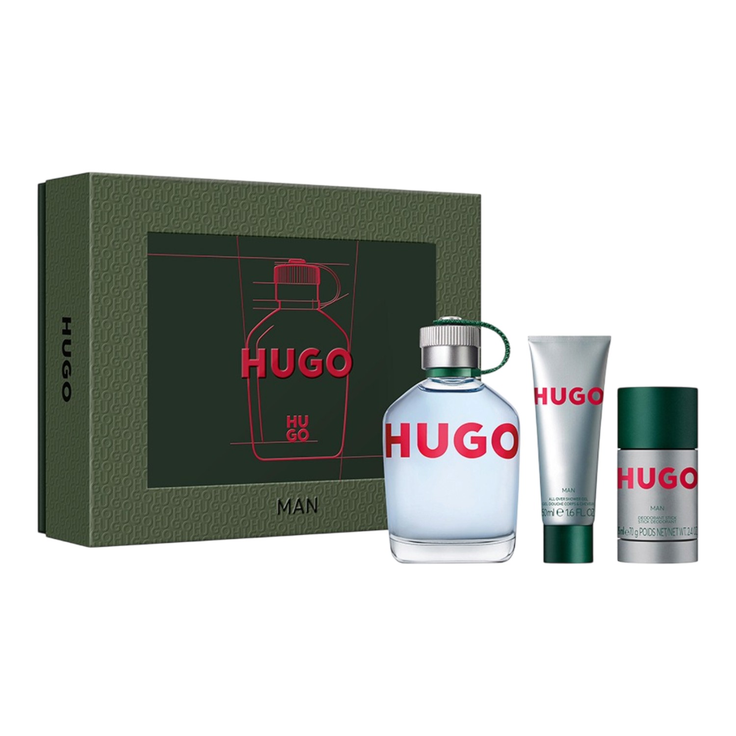 Hugo Boss Hugo Man Zestaw prezentowy dla mężczyzn: Woda toaletowa 125 ml + Żel pod prysznic 50 ml + Dezodorant w sztyfcie 75 ml)