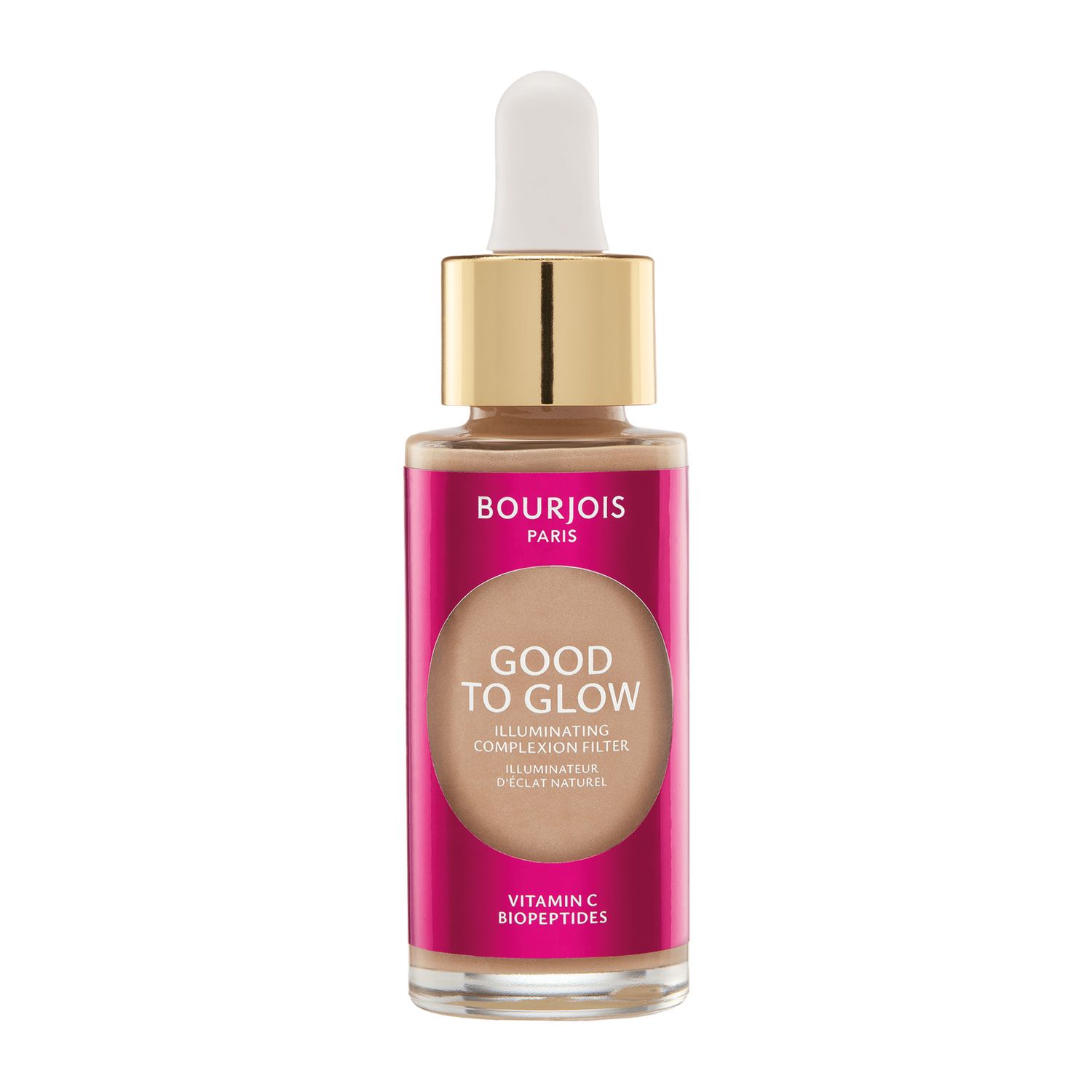 Bourjois Good to Glow Multifunkcyjny rozświetlacz, lekki podkład i baza 3 w 1 z witaminą C i biopeptydami, 03