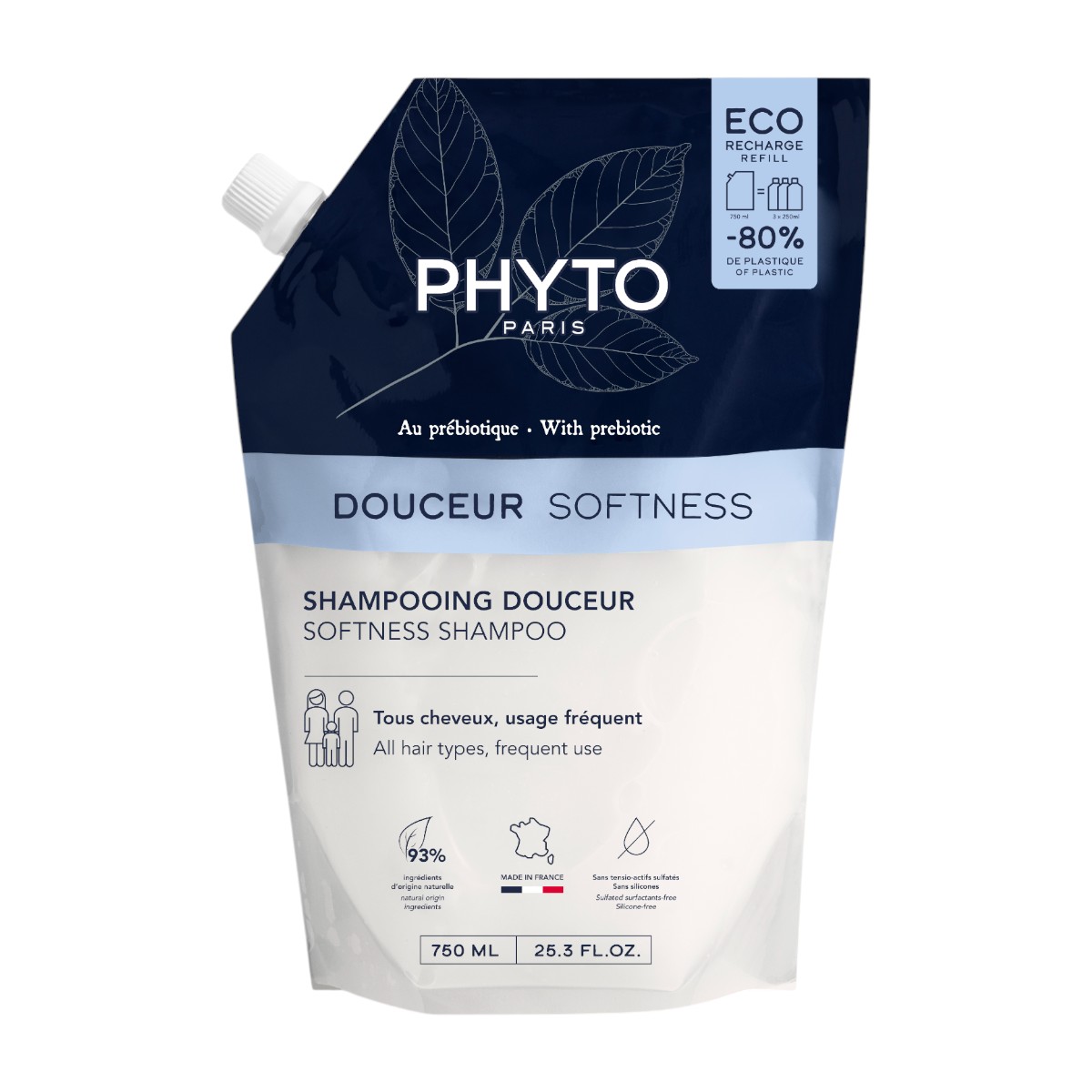 Phyto Softness Delikatny szampon dla każdego rodzaju włosów, Refill