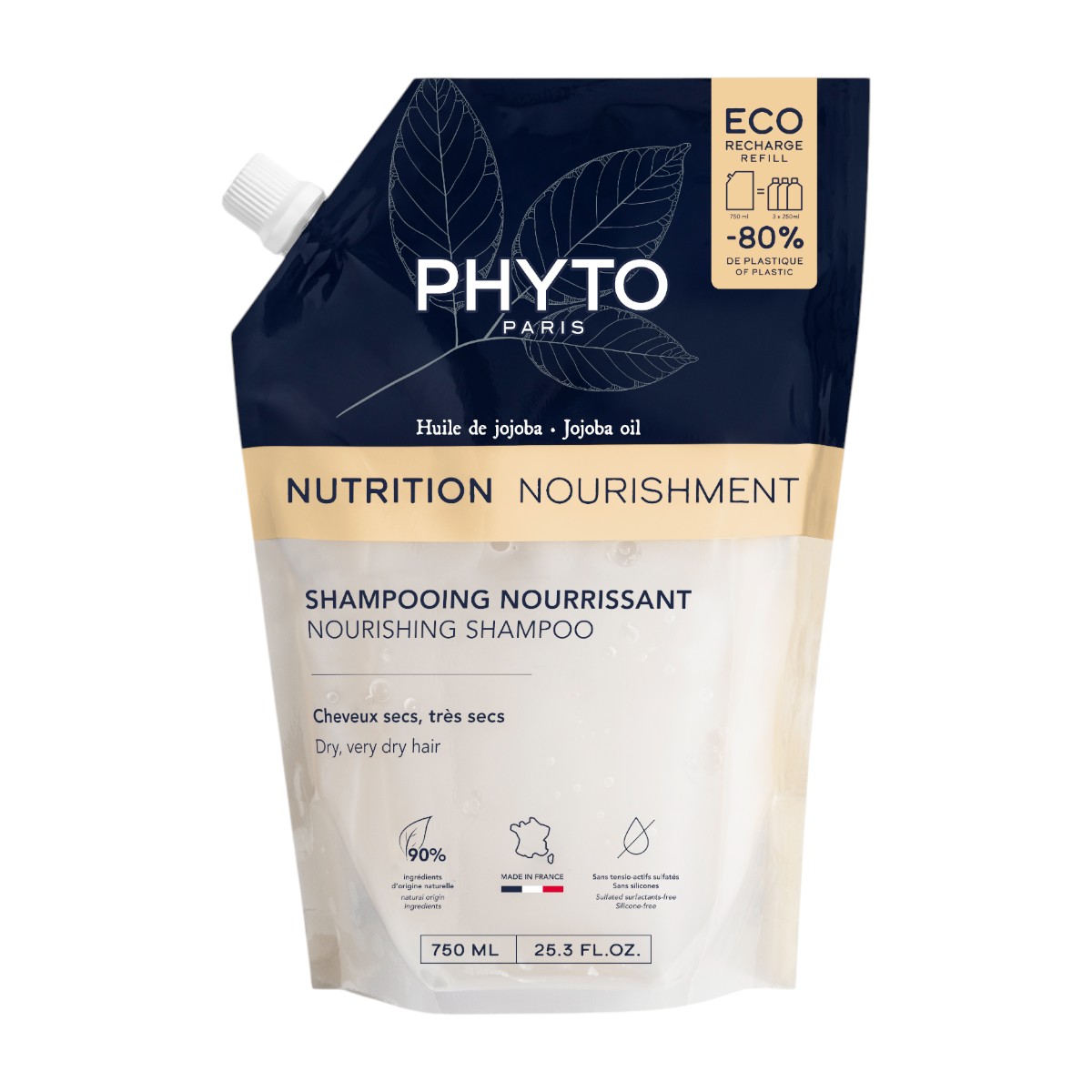 Phyto Nutrition Szampon do włosów suchych i bardzo suchych, Refill
