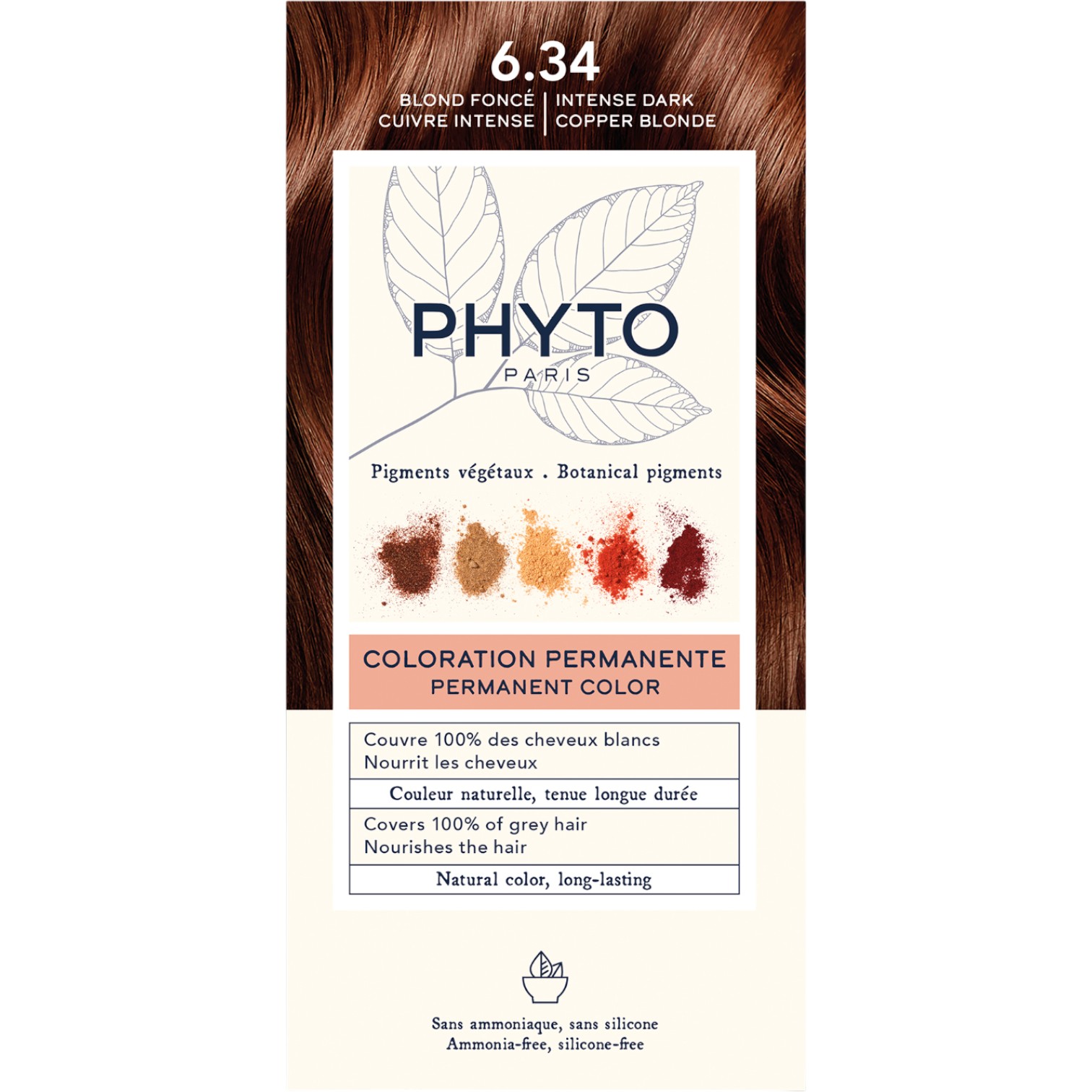 Phyto Color Tintura per Capelli 6.34, Marrone Scuro Ciliegia Intenso