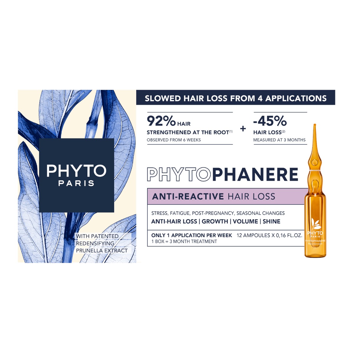 Phyto Phytophanere Kuracja przeciw reakcyjnemu wypadaniu włosów, 12x5 ml