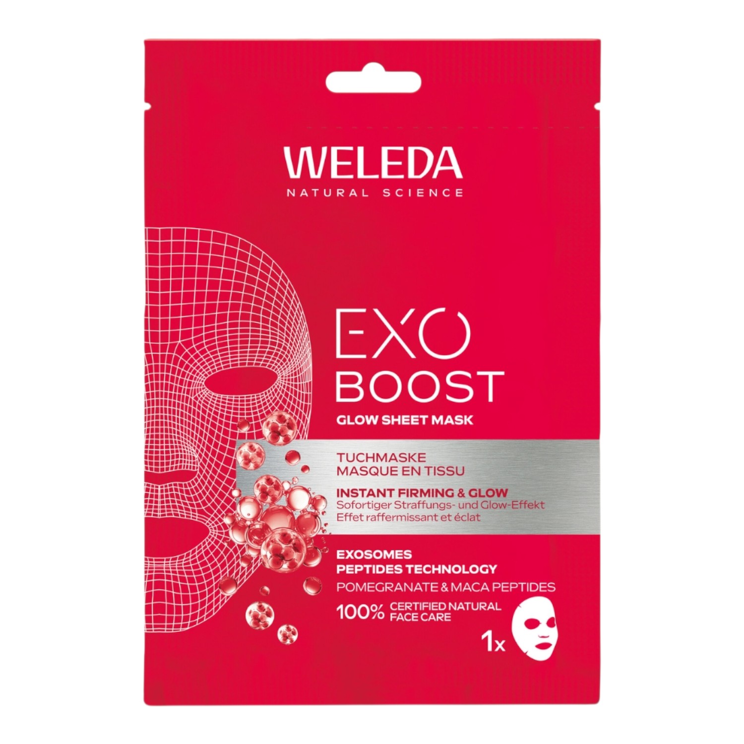 Weleda Exo Boost Glow Maseczka w płachcie z granatem i peptydami maca
