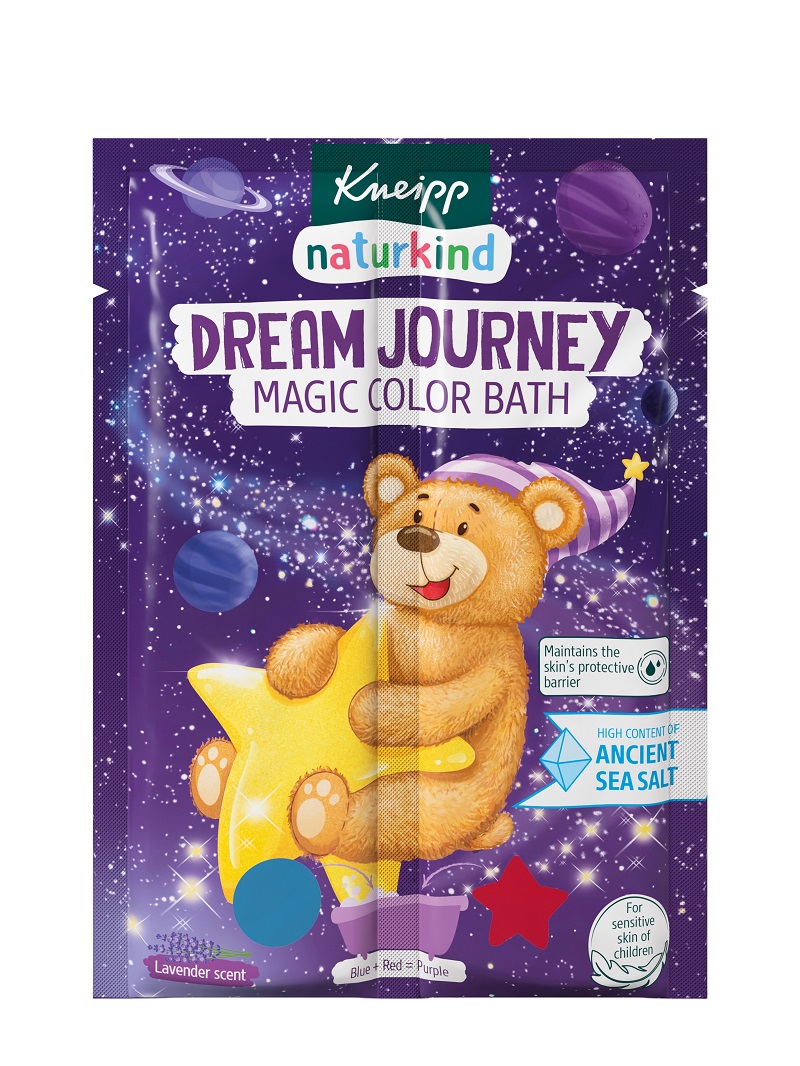 Kneipp Nature Kids Magiczna dwukolorowa Sól do kąpieli podróż Marzeń, Lawenda 