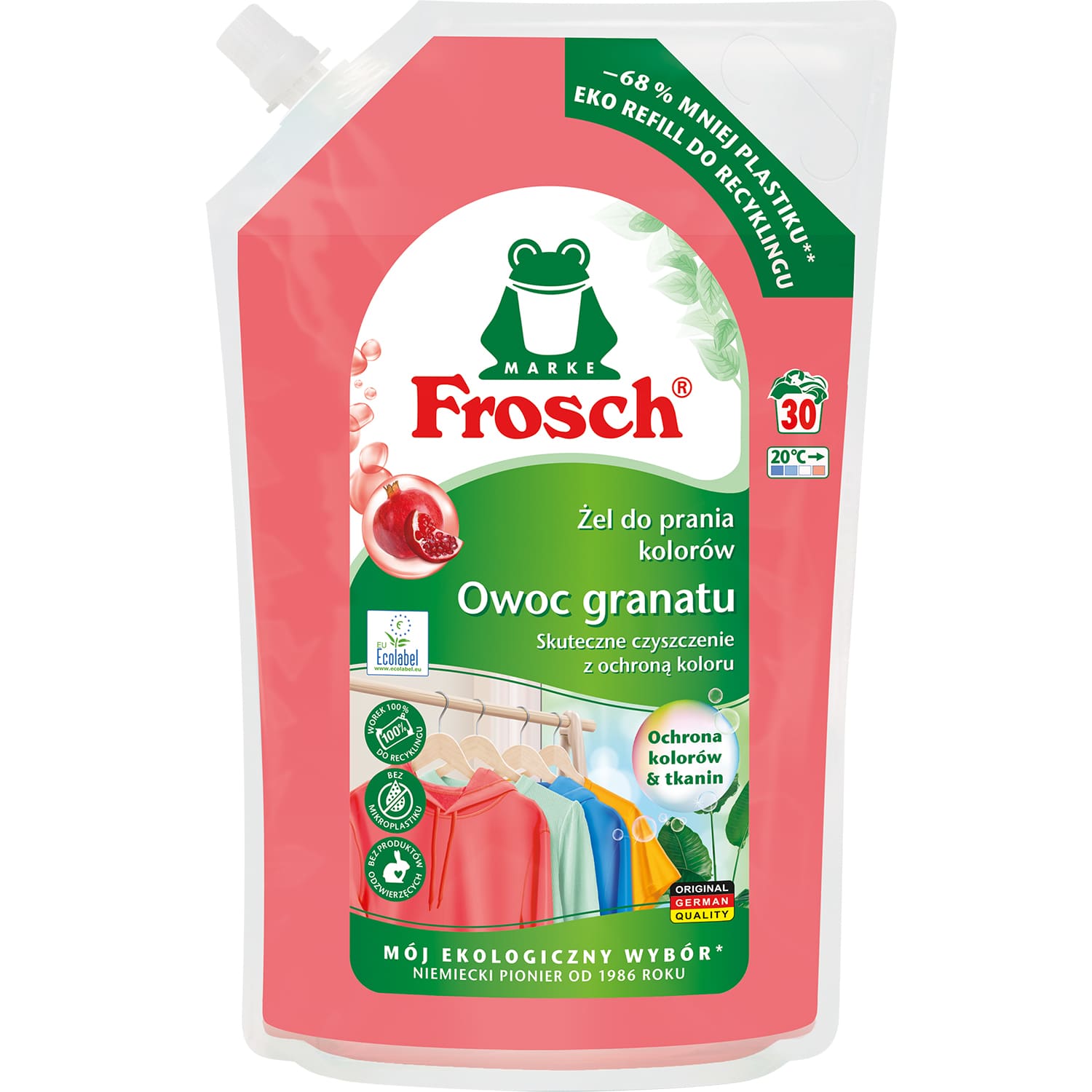 Frosch Żel do prania kolorów - owoc granatu, worek 1,5 L