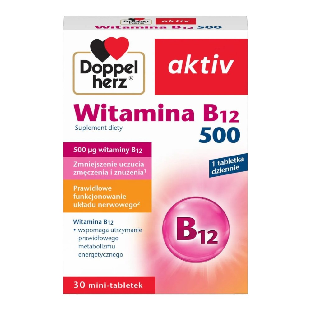 Doppelherz Aktiv Witamina B12 500 Tabletki, 30 szt.