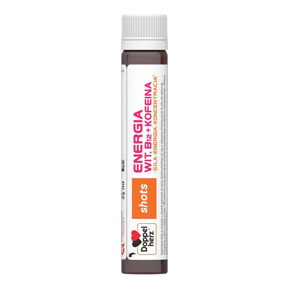 Doppelherz Shots Energia Wit. B12+Kofeina Płyn, 10 amp. x 25 ml