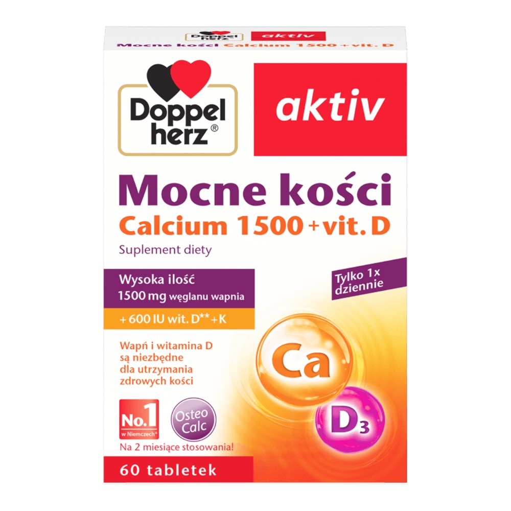 Doppelherz Aktiv Mocne Kości Calcium 1500 + Vit. D3, Tabletki
