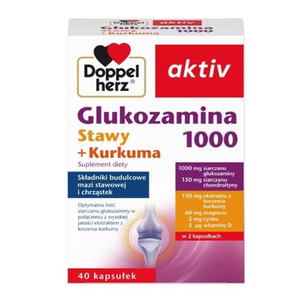 Doppelherz Activ Glukozamina 1000  Stawy + Kurkuma, kapsułki 40 szt.