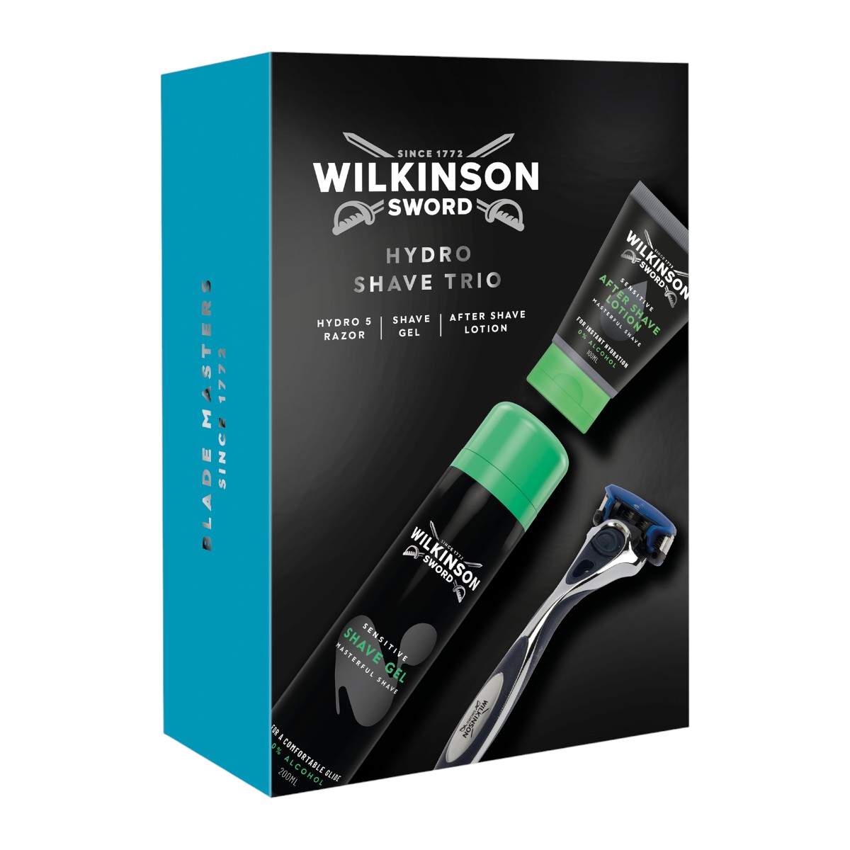 Wilkinson Sword Set: rasoio Hydro 5 + gel da barba Sensitive + balsamo dopobarba Sensitive