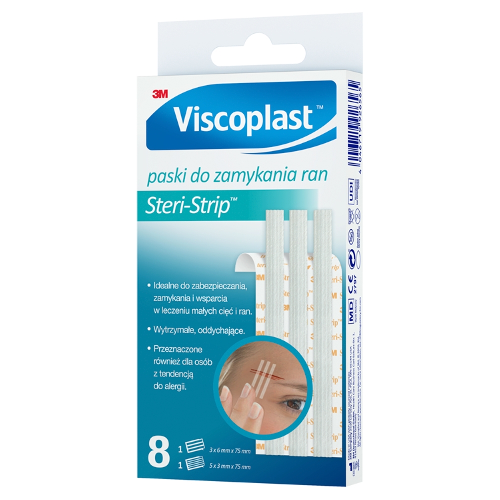 Viscoplast Paski do zamykania ran Steri Strip Białe, 6 MM X 75 MM, 3 MM X 75 MM, 2SZT.