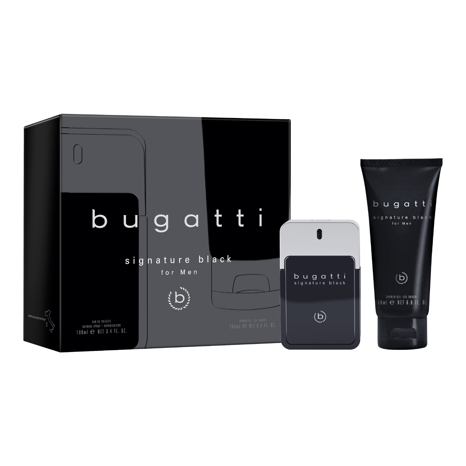 Bugatti Signature Black Zestaw dla mężczyzn: Woda toaletowa 100 ml + Żel pod prysznic 200 ml
