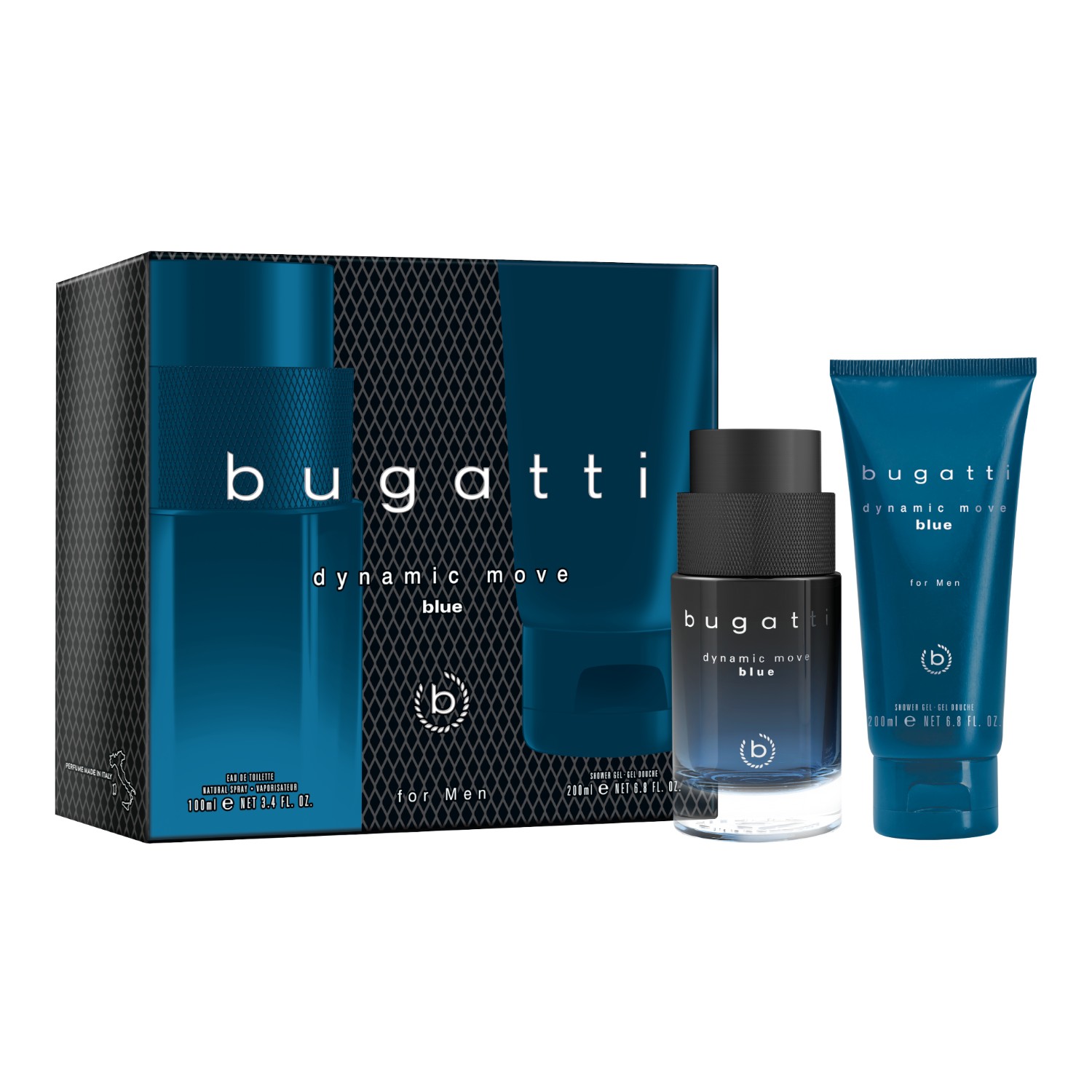 Bugatti Dynamic Move Blue Zestaw dla mężczyzn: Woda toaletowa 100 ml + Żel pod prysznic 200 ml