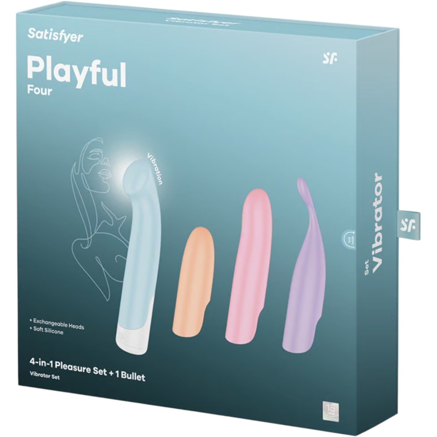 Satisfyer Playful Four Wibrator z wymiennymi nakładkami