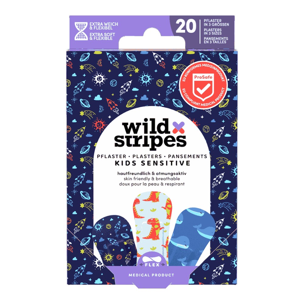 Wild Stripes Kids Sensitive Space Zestaw plastrów dla dzieci, 20 szt.