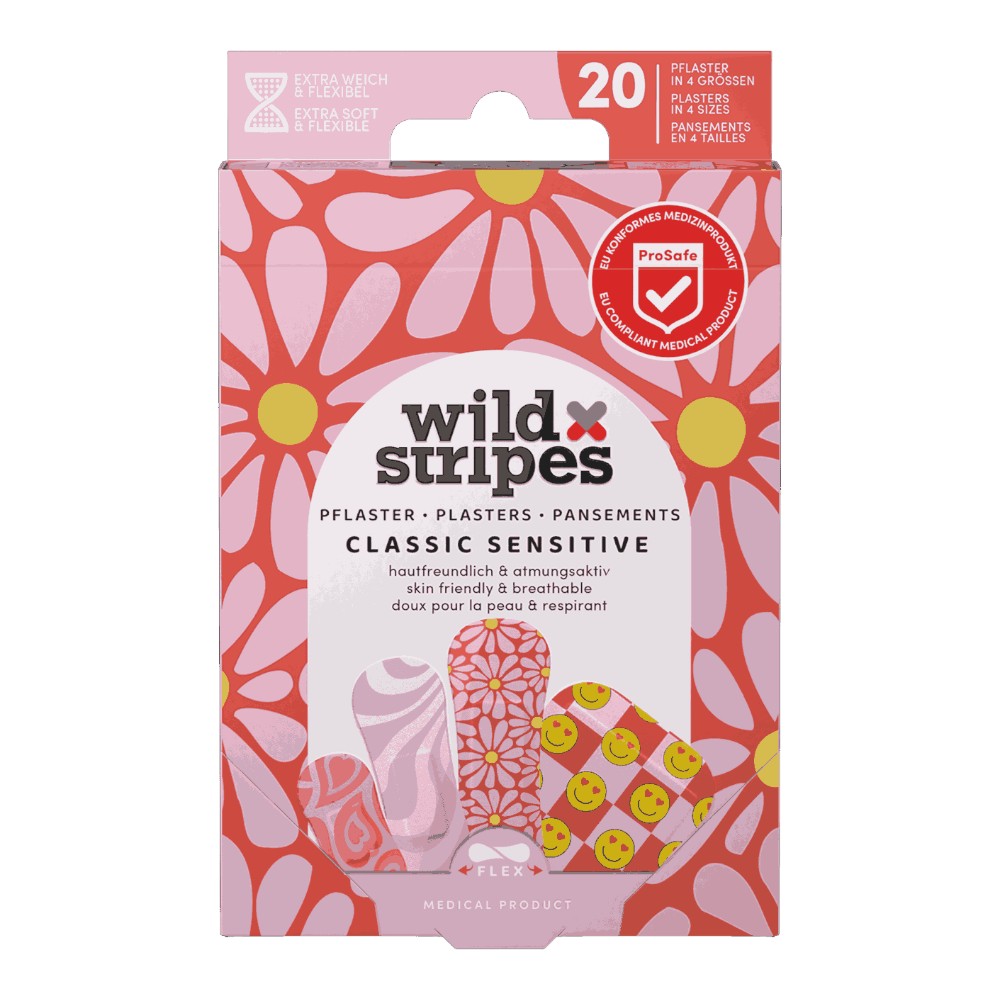 Wild Stripes Classic Sensitive Pastel Fun Zestaw plastrów do skóry wrażliwej, 20 szt.