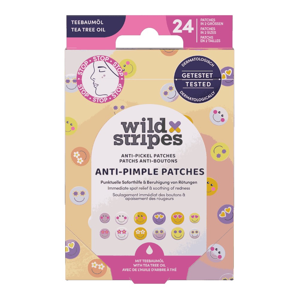 Wild Stripes Anti-pimple Patches Smile Stop (Tea Tree) Plastry na wypryski, 24 szt.