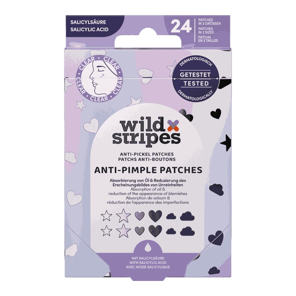 Wild Stripes Anti-pimple Patches Holo Clear (Salicydic Acid) Plastry na wypryski, 24 szt.