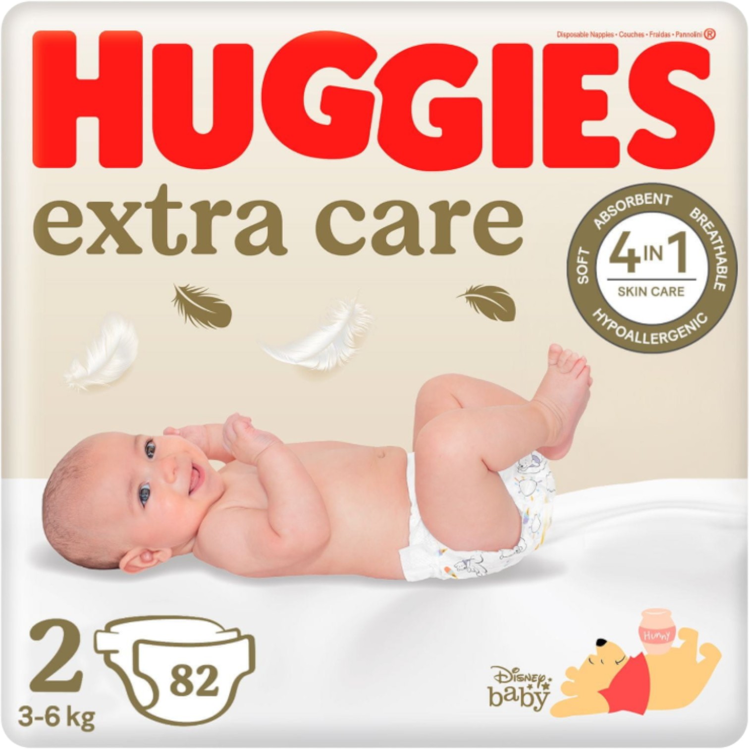 Huggies Pannolini Extra Care 2, 3-6kg, 82 pezzi.