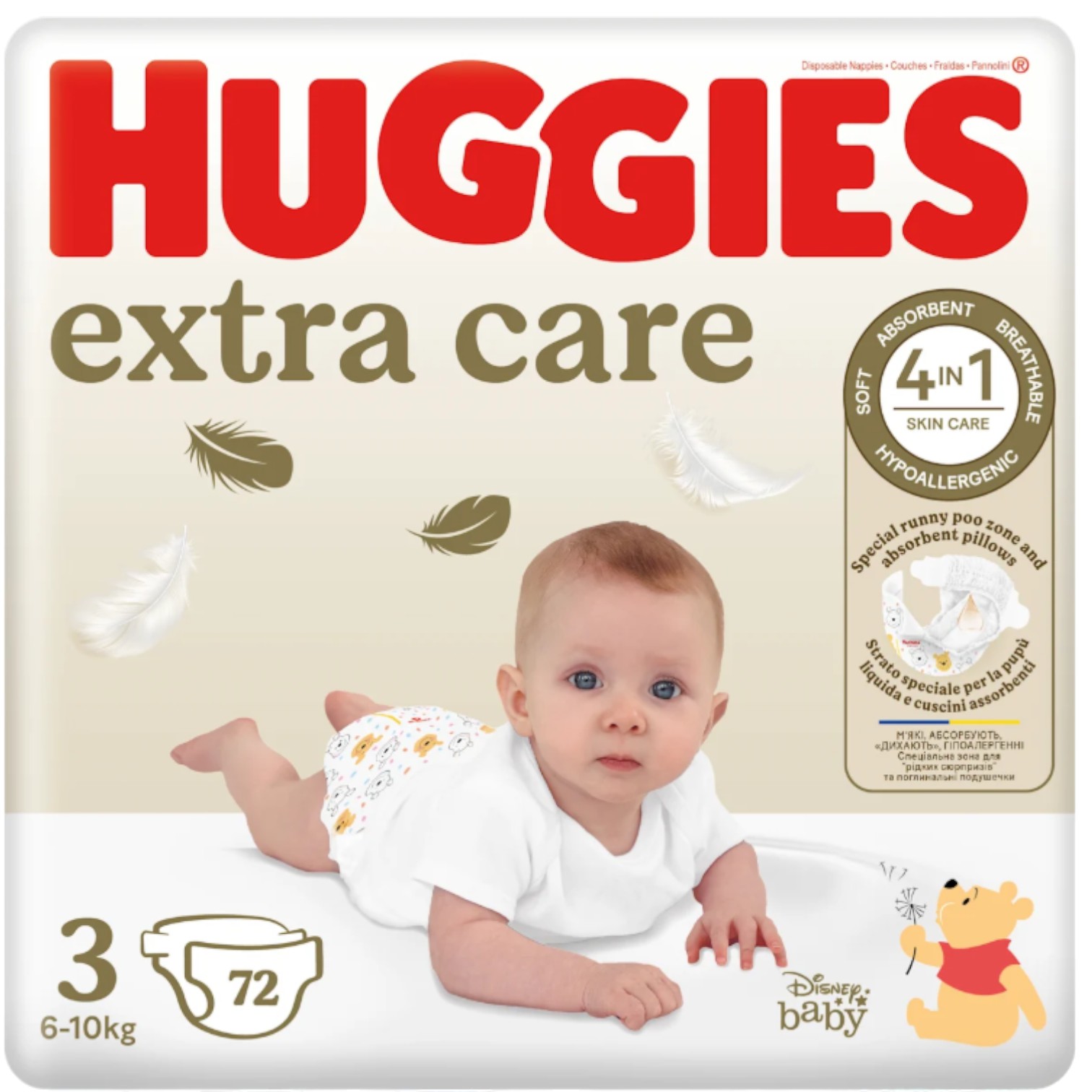 Huggies Pannolini Extra Care 3 Mega, 6-10 kg, 72 pezzi.