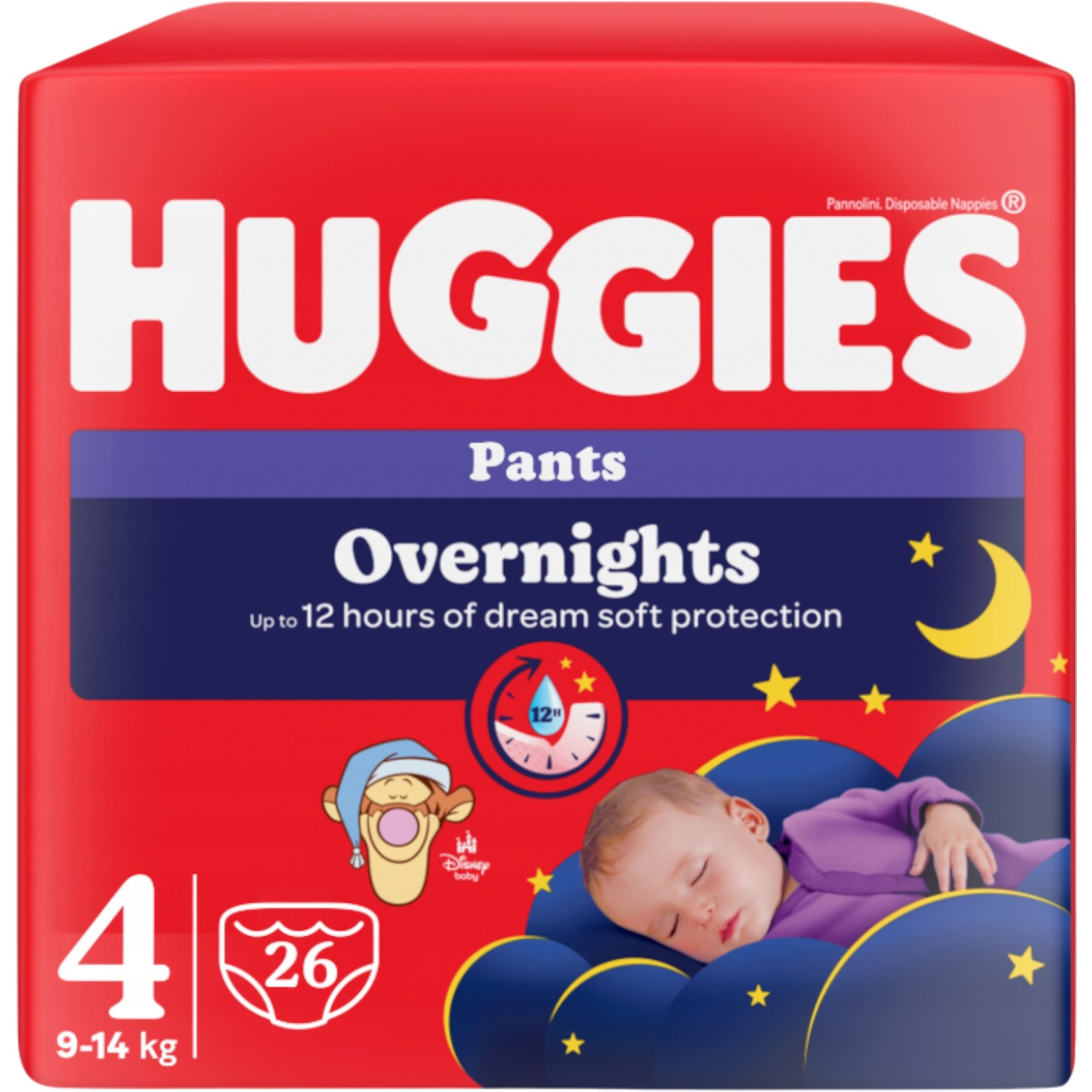 Huggies Pieluchomajtki Overnight Lullaby 4, 9-14 kg, 26 szt.