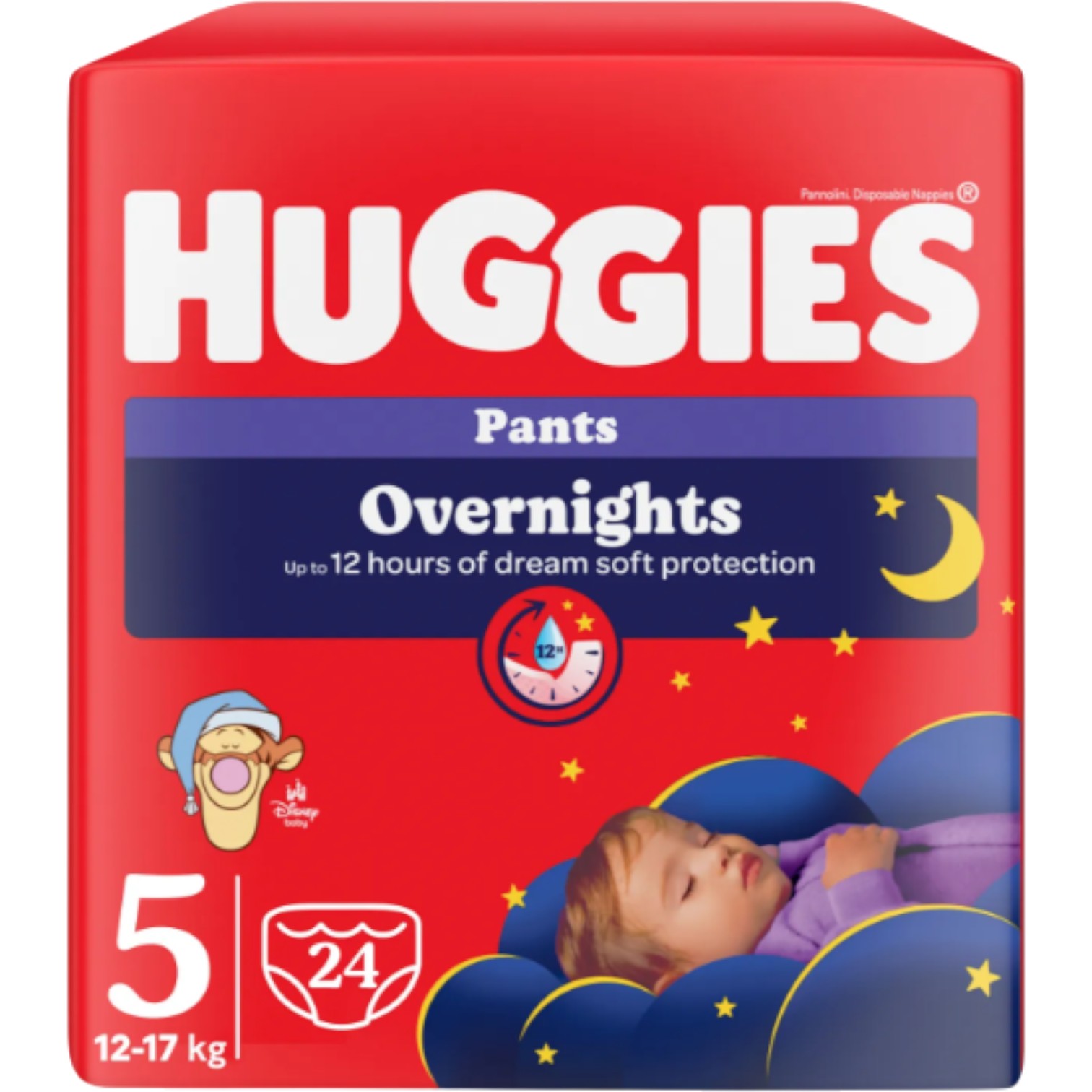 Huggies Pieluchomajtki na noc Overnight Lullaby 5, 12-17 kg, 24 szt.