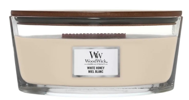 Woodwick Core White Honey Candela ellittica