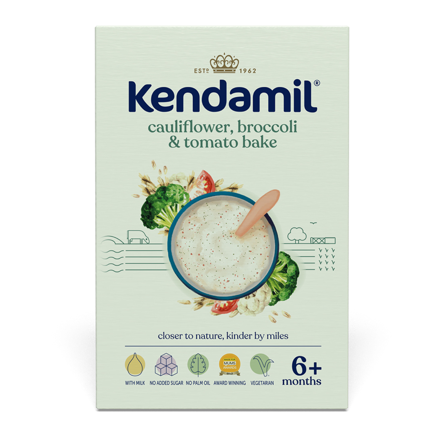 Kendamil Mleczna Kaszka z brokułem, kalafiorem i pomidorami, 150 g