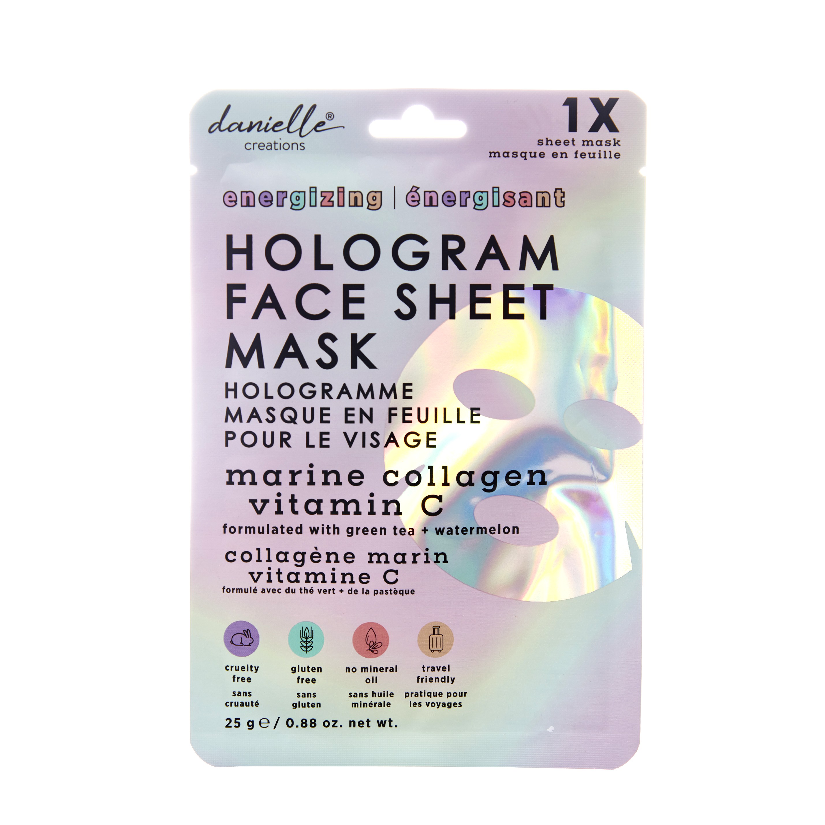 Danielle Creations Hologramowa Maseczka z morskim kolagenem, wit.C, zieloną herbatą i arbuzem