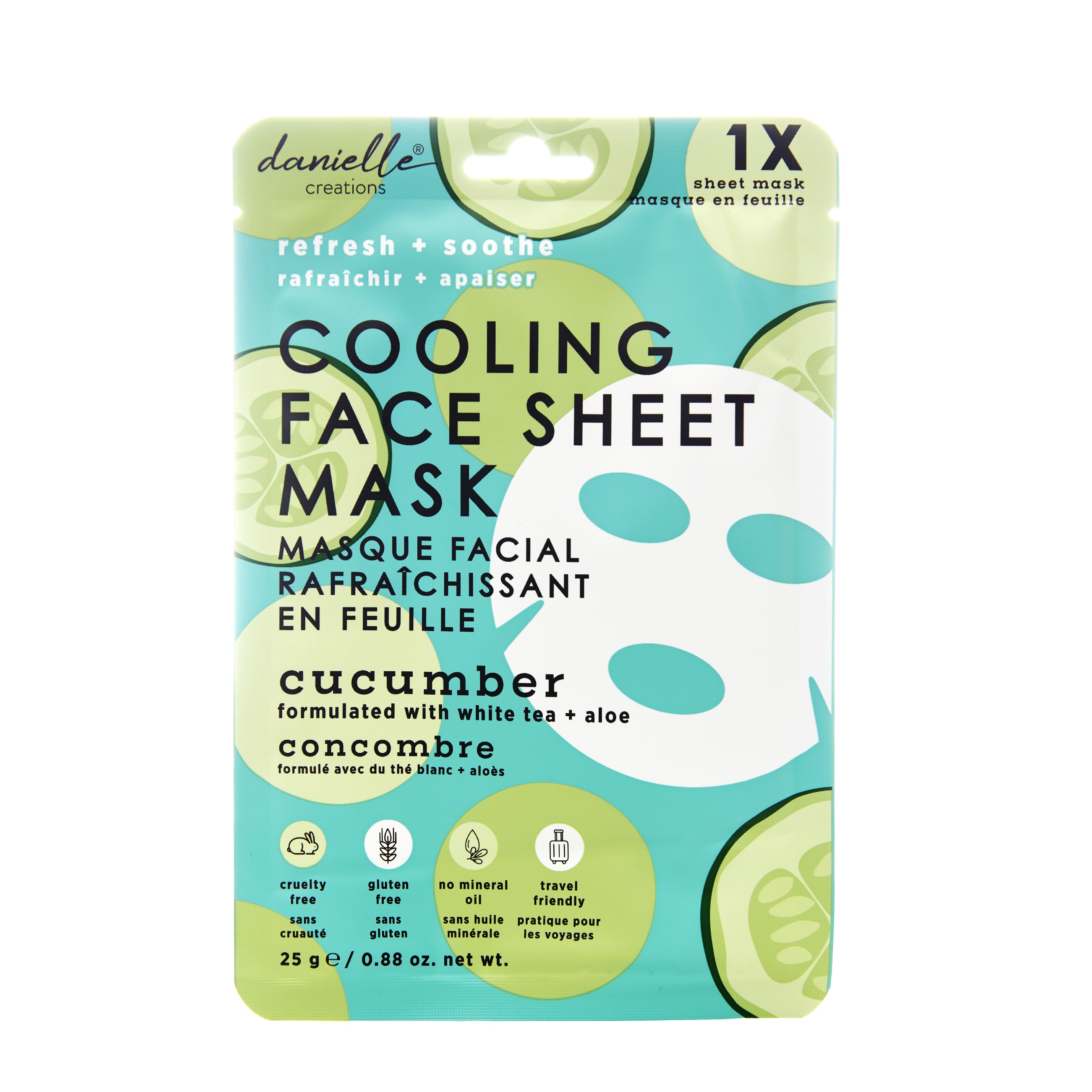 Danielle Creations Chłodząca Maseczka Ogórek z ekstraktem z ogórka, białą herbatą i aloesem