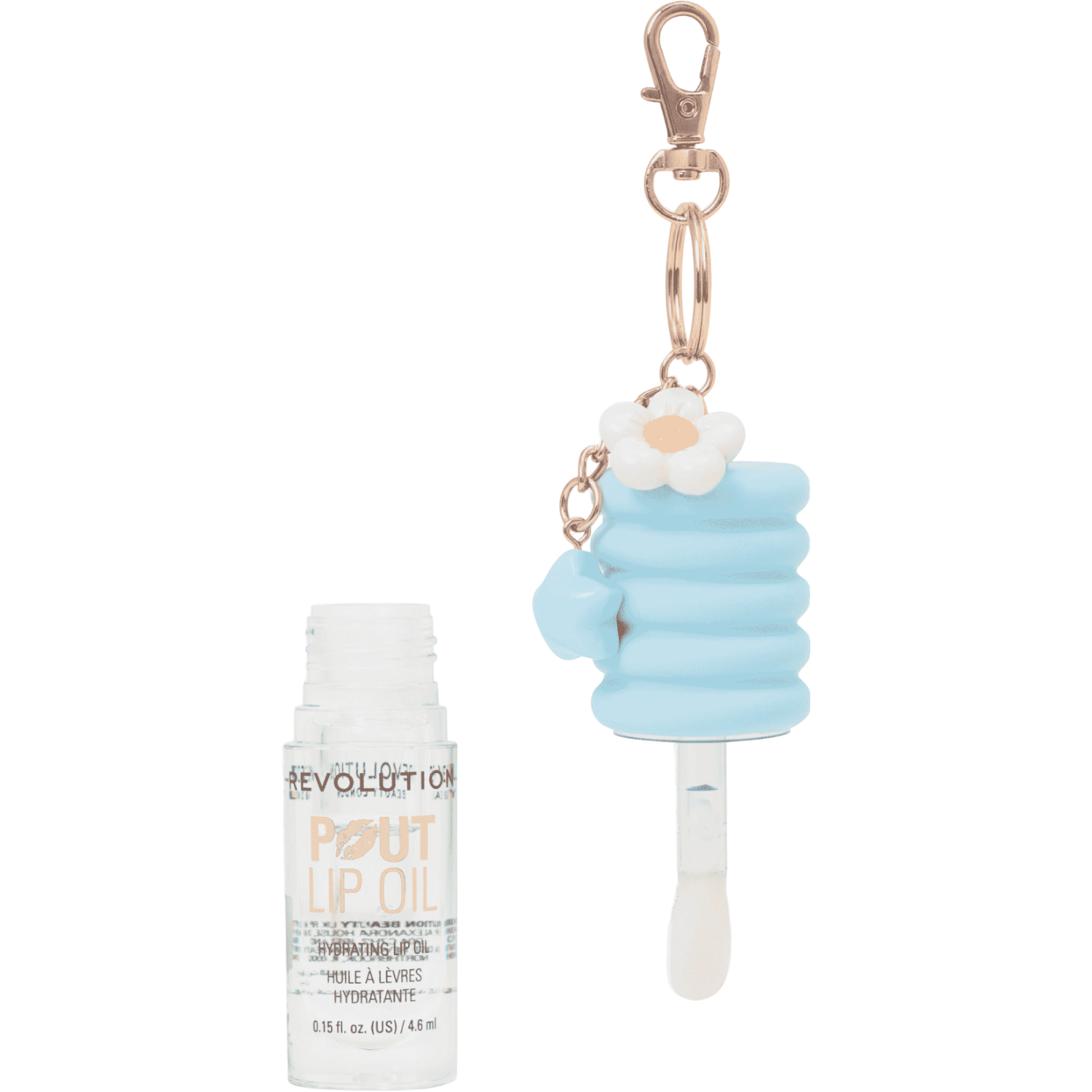 Makeup Revolution Pout Lip Oil Lychee Clear With Blue Charm Olejek do ust z zawieszką 