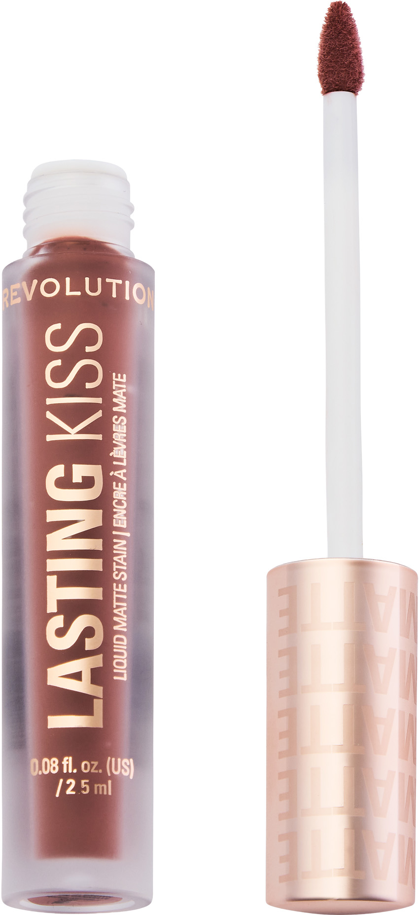 Makeup Revolution Lasting Kiss Liquid Matte Stain Pomadka do ust Spiced Brown, 2,5 ml