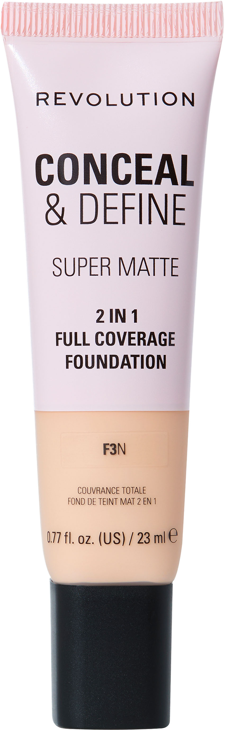 Makeup Revolution Conceal & Define Soft Matte Tube Foundation Podkład do twarzy F3N, 23 ml