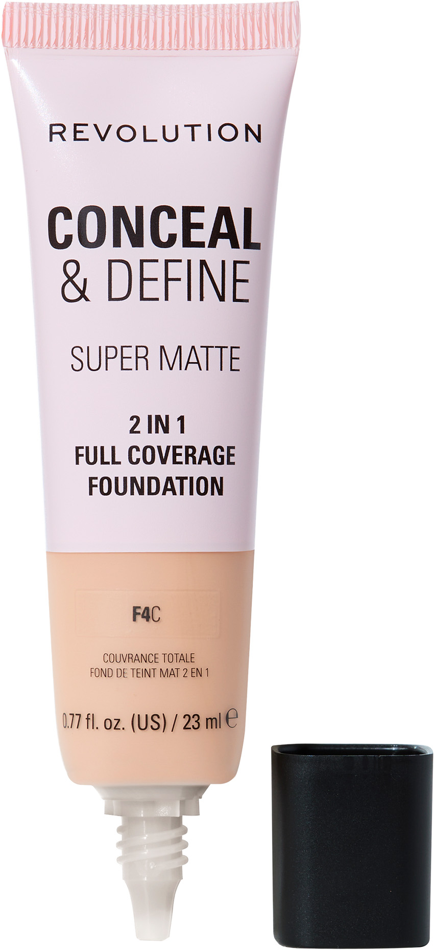 Makeup Revolution Conceal & Define Soft Matte Tube Foundation Podkład do twarzy F4C, 23 ml
