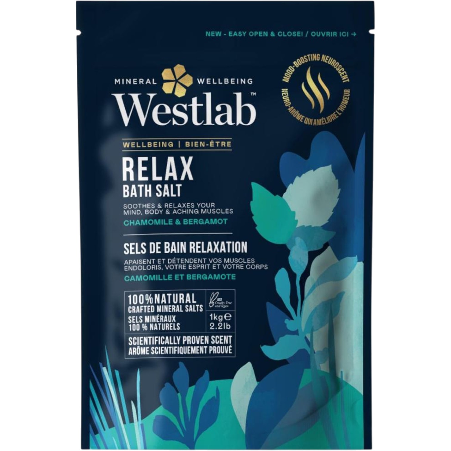 Westlab Relax Bathing Salts, Sól do kąpieli rumianek & bergamotka 