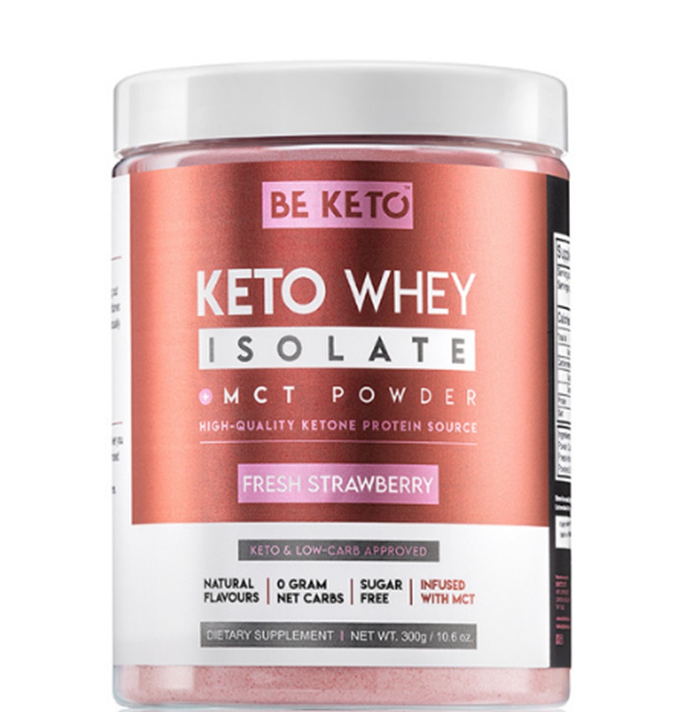 BeKeto Izolat Białka z MCT Smak Świeża Truskawka, proszek 300g